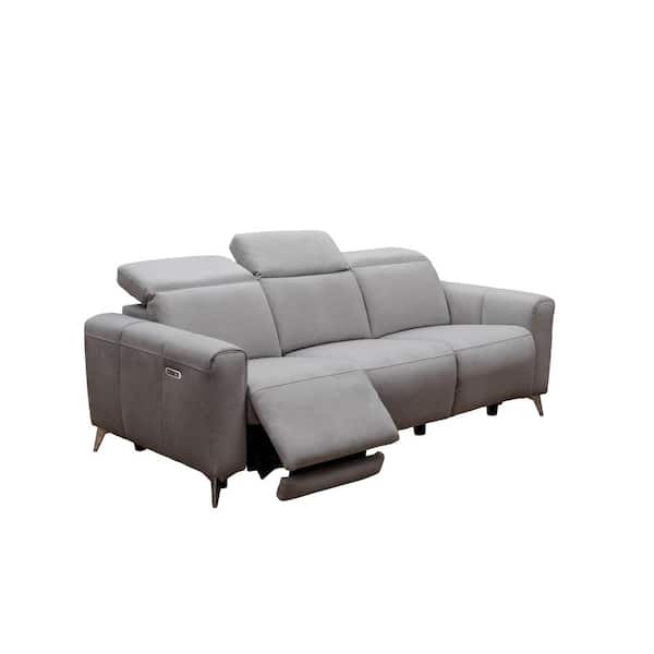 DEVON & CLAIRE Trey 87 in. Gray Fabric Power Reclining Sofa with Power Headrests
