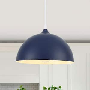 1-Light Blue Pendant Light with Metal Shade, Adjustable Dome Pendant Lighting Fixtures