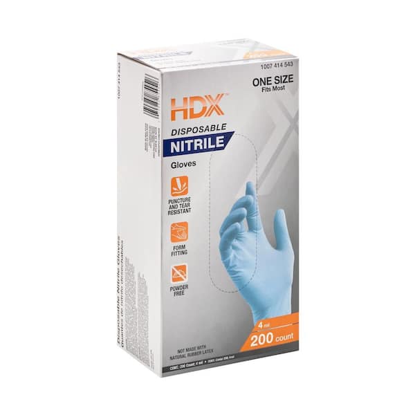 Blue Disposable Nitrile Cleaning Gloves (200 Ct One Size Fits Most)