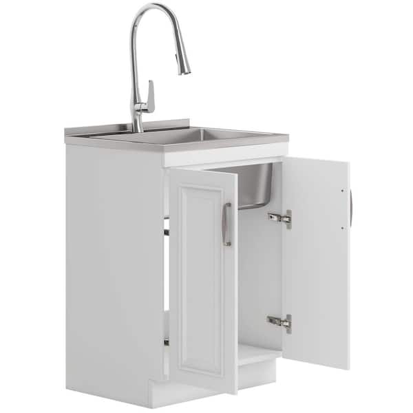 Simpli Home Darwin All-In-One 24 in. Laundry Utility Sink and Cabinet