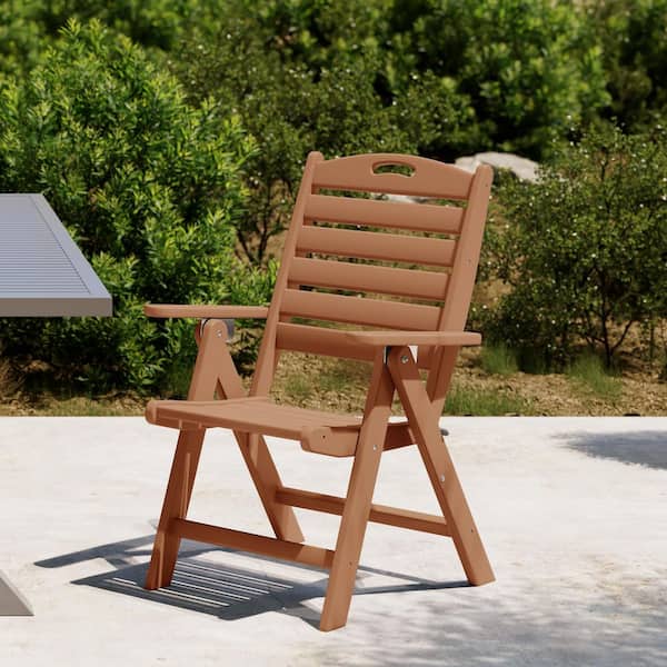 Laguna Outdoor Patio Folding Highback Dining Chair w/ Adjustable Recline in Teak