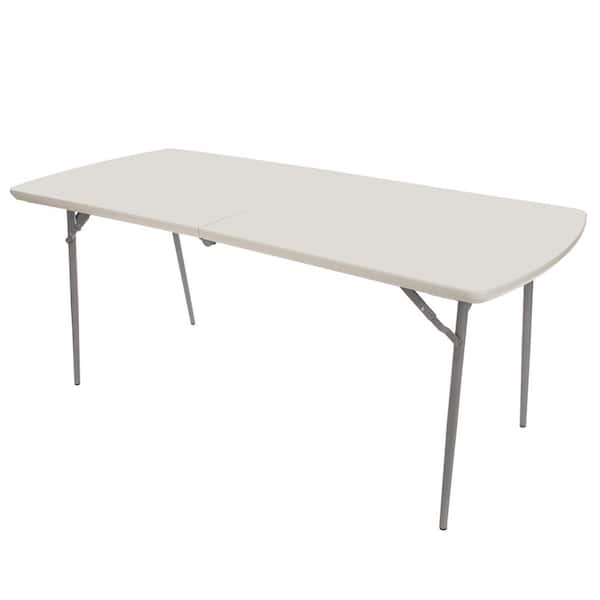 Baldwin 30 in. x 72. in Fold-In-Half Banquet Table, Plastic Top, Speckled Grey
