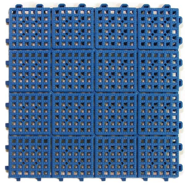 Greatmats Patio Non-Slip 11.5 in. x 11.5 in. PVC Interlocking Outdoor Deck Tile in Blue (Case of 30)