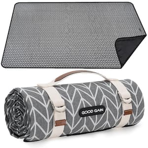 78 in. Waterproof Picnic Blanket with Carry Strap for Camping, Graphite Gray
