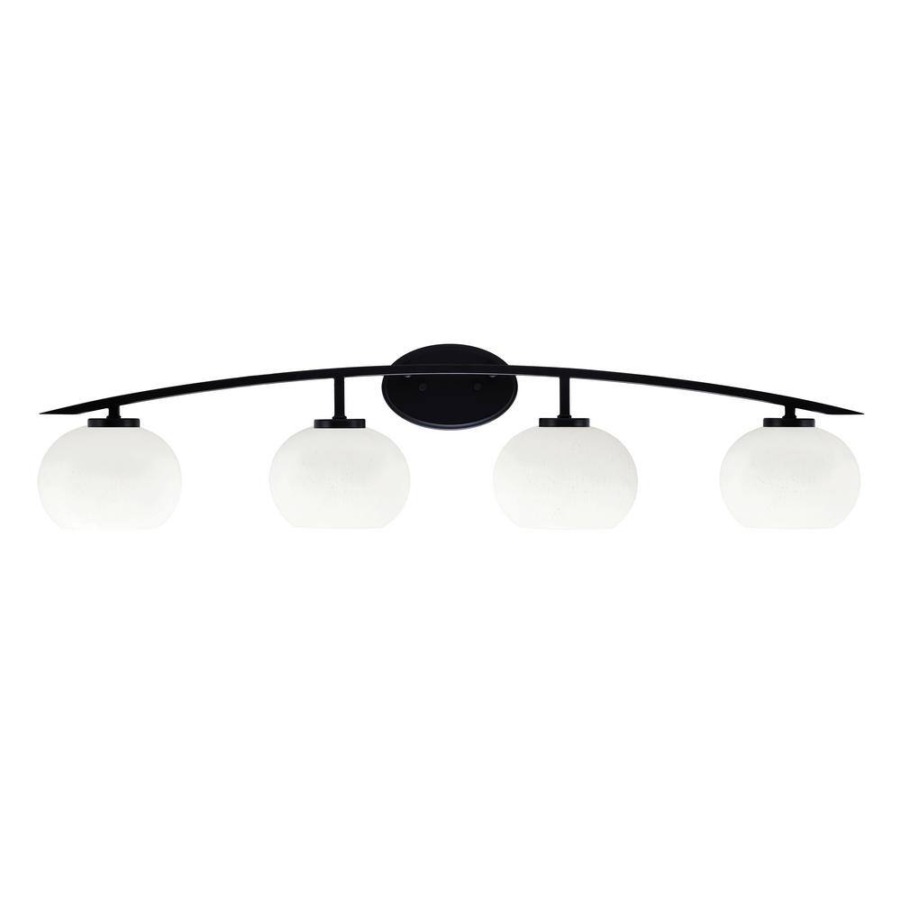 Siena 40 in. 4-Light Matte Black Vanity-Light with 7 in. White Muslin Glass