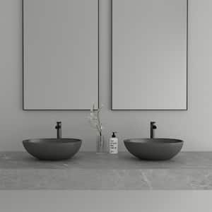 Concrete Egg-Shaped Bathroom Sink Vessel Sink Art Basin in Black Earth with the Same Color Drainer