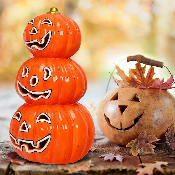 Cute & Spooky Friendly Ghost Holding a Pumpkin Halloween Christmas Ornament 