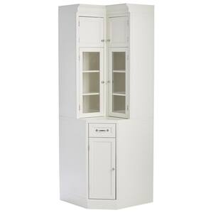 Royce 82 in. Cream White Corner Cabinet