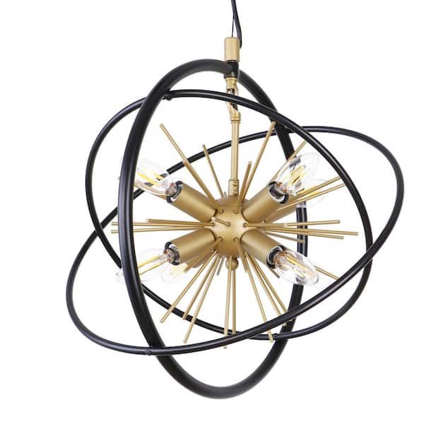 Unbranded 8-Light Black and Gold Globle Sputnik Modern Industrial Chandelier for Entryway Bedroom Dining Living Room Hallway
