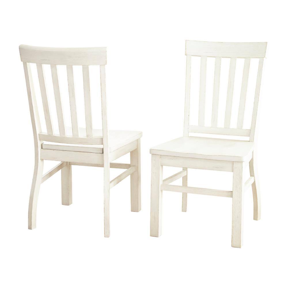 White High Back Wood Slat Side Chair Set