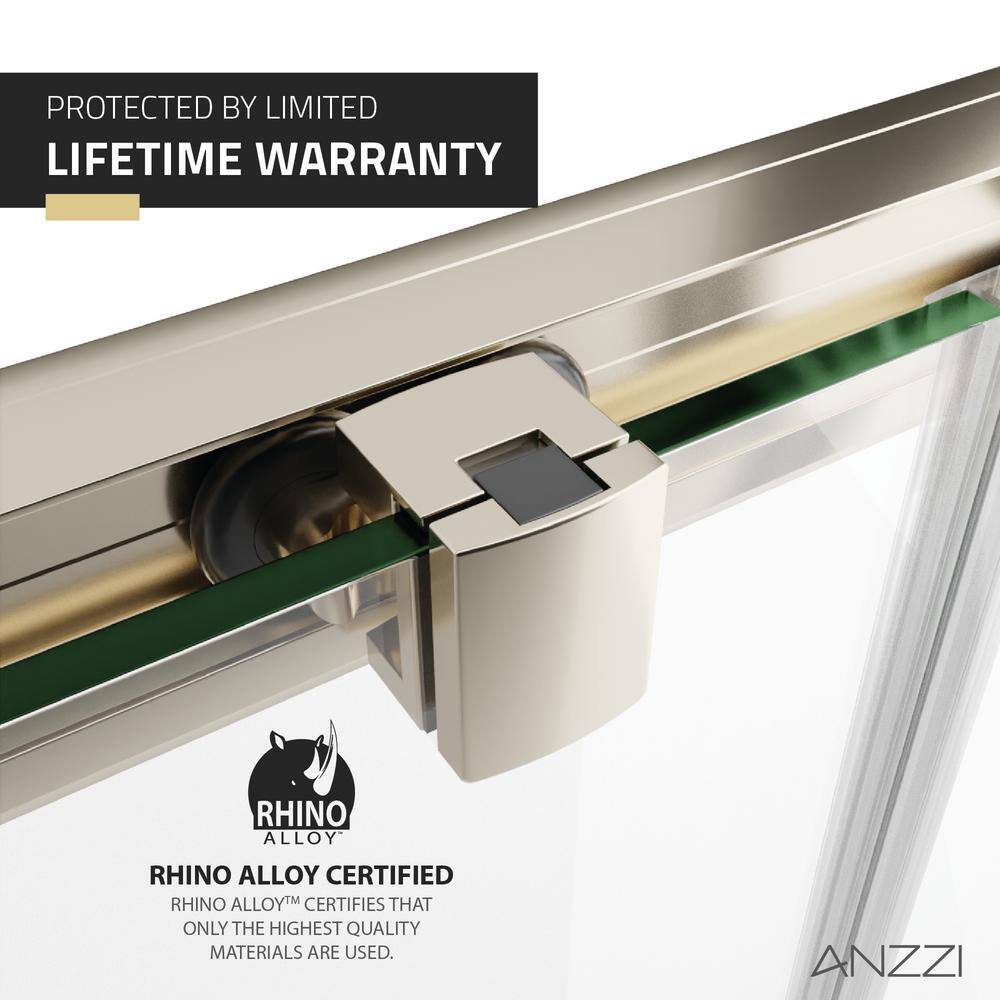 Brushed Nickel Framed Sliding Shower Door with Tempered Glass