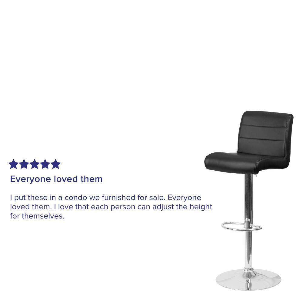 Black Vinyl Adjustable Height Swivel Bar Stool with Chrome Base