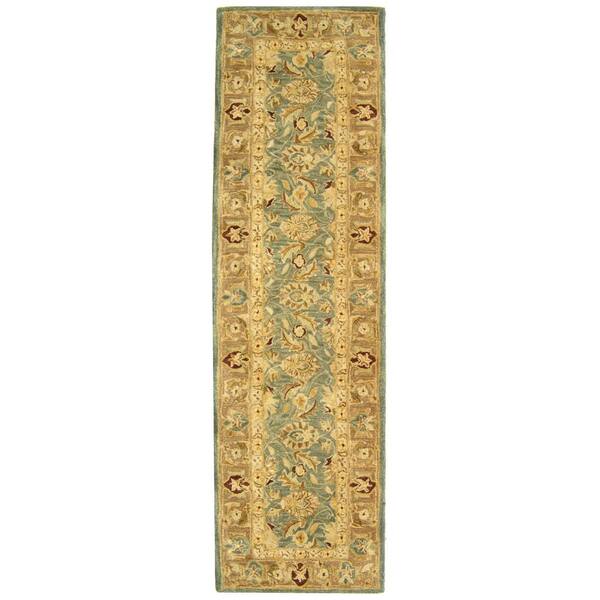 SAFAVIEH Anatolia Teal Blue/Taupe 2 ft. x 12 ft. Border Runner Rug