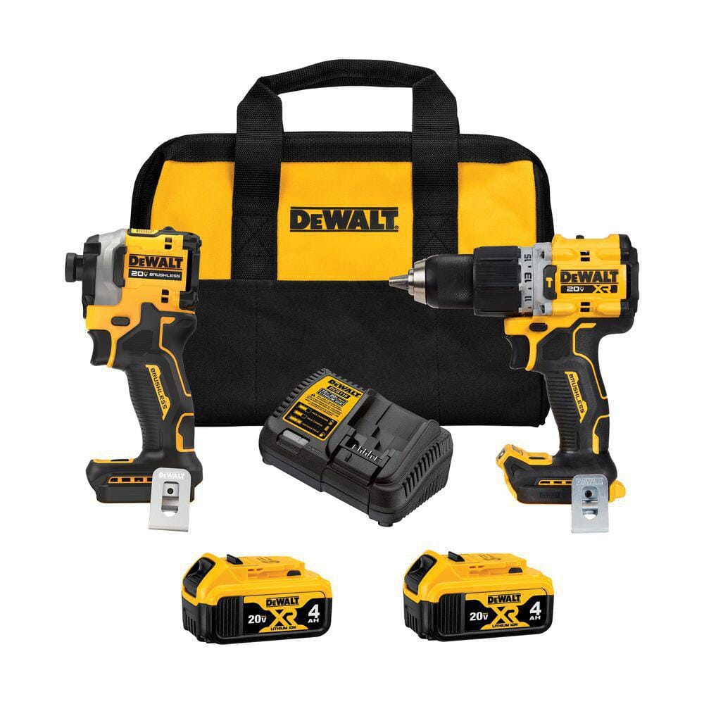 DEWALT 20V MAX Cordless Drill and Impact Driver, Power Tool Combo Kit with  2 Batteries and Charger, Yellow/Black (DCK240C2)
