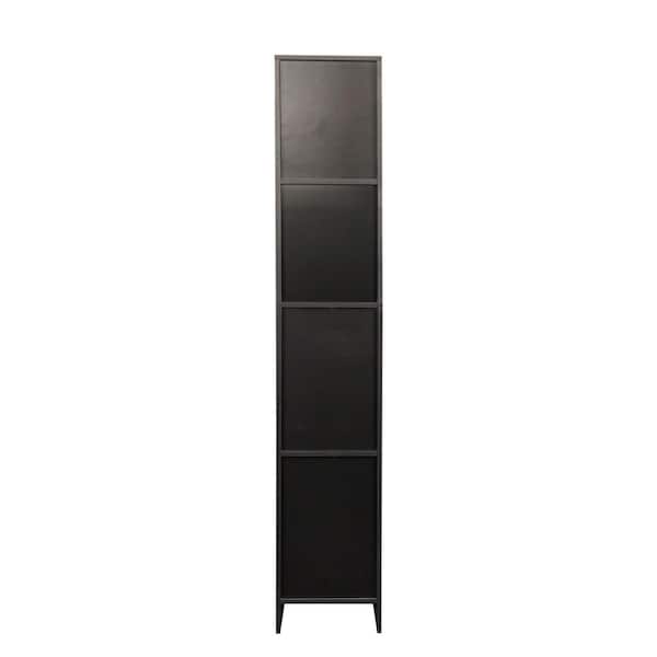 14 in. W x 12 in. D x 75 in. H Black Linen Cabinet, Freestanding Cabinet with Adjustable Shelves and Doors for Kitchen