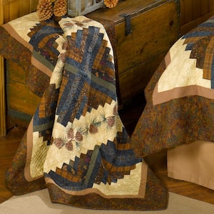 Cabin Raising Pinecone Brown Cotton Throw Blanket