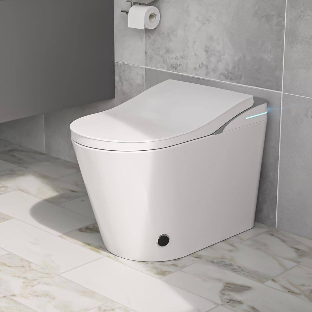 Logmey Elongated Bidet Toilet 1.28 GPF in White with Auto Flush, Heated ...