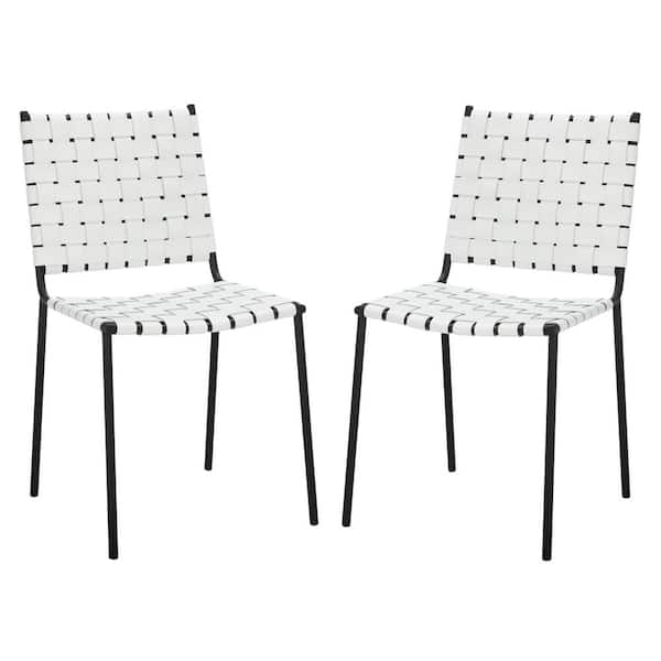 SAFAVIEH Wesson White/Black 18.5 in. Iron Dining Chair (Set of 2)