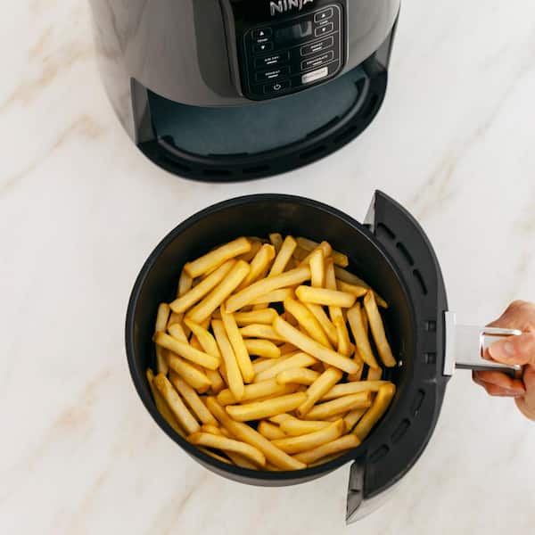 4 qt. Basket Electric Black Air Fryer that Crisps, Roasts, Reheats & Dehydrates for Quick, Easy Meals with Recipe Book