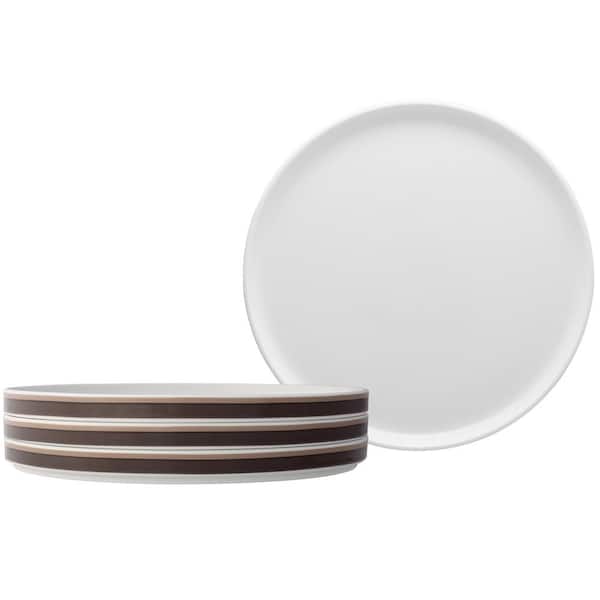 Noritake ColorStax Stripe Brown 9.75 in. (Brown) Porcelain Dinner Plates, (Set of 4)