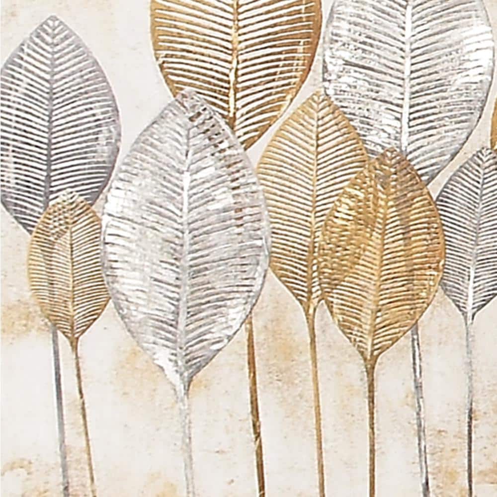 Modern Brown and Gray Botanical Canvas Framed Wall Art
