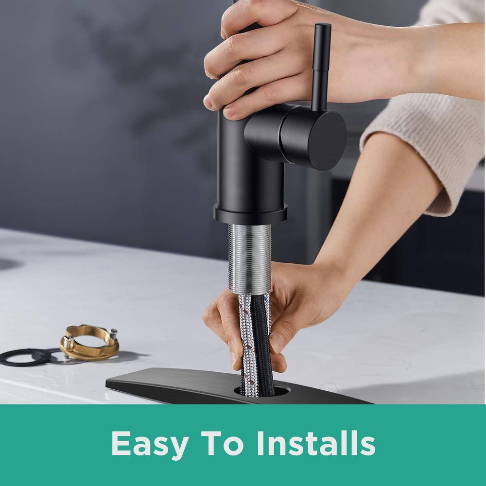 Matte Black Stainless Steel Pull-Down Kitchen Faucet