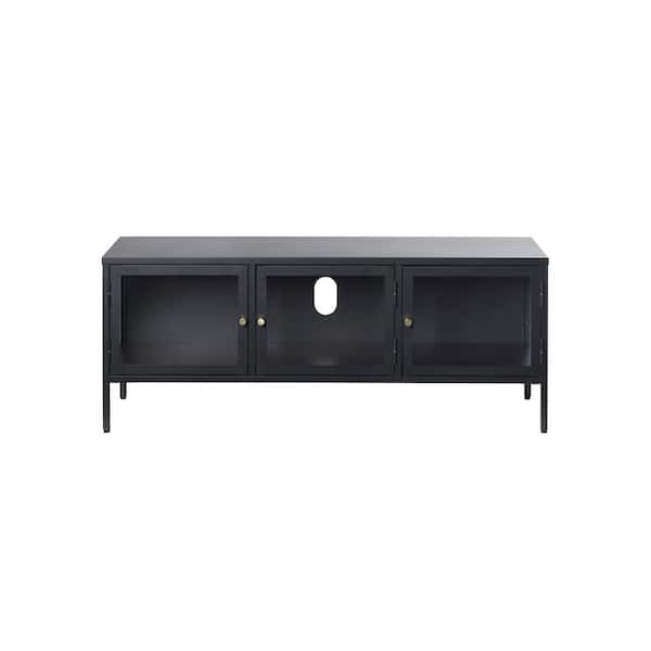 Nyhus Maile 52 in. Black TV Stand with 3-Doors Fits TV's up to 65 in. with Cable Management