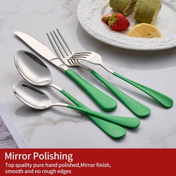 20-Piece Stainless Steel Serving Set Grass Green Handle 18/0