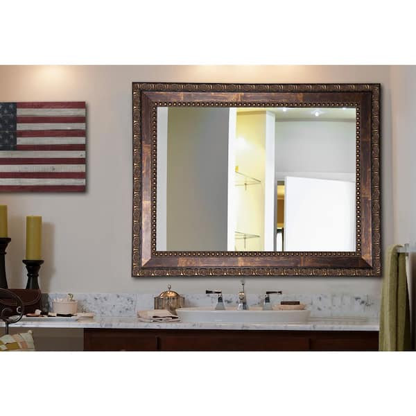 Unbranded 24 in. W x 30 in. H Framed Rectangular Bathroom Vanity Mirror in Bronze