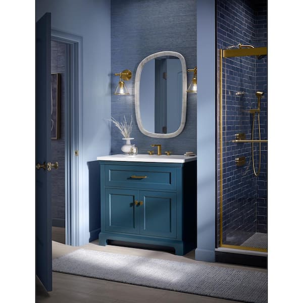 KOHLER Charlemont 49.02in. Single Sink Freestanding Tidal Blue Bath Vanity with White Quartz Top Assembled