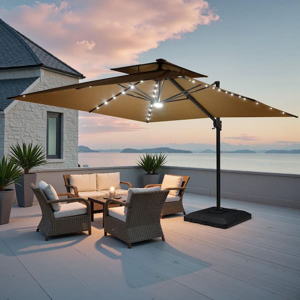 10 foot patio umbrella VECELO 10ft Offset Patio Umbrella with UV Protection Waterproof for Ou