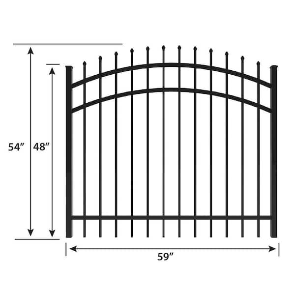 Osprey 5 ft. W x 4 ft. H Arched Black Aluminum Fence Gate