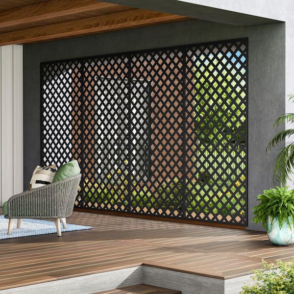 4 ft. x 8 ft. Black Classic Diamond Vinyl Lattice Panel