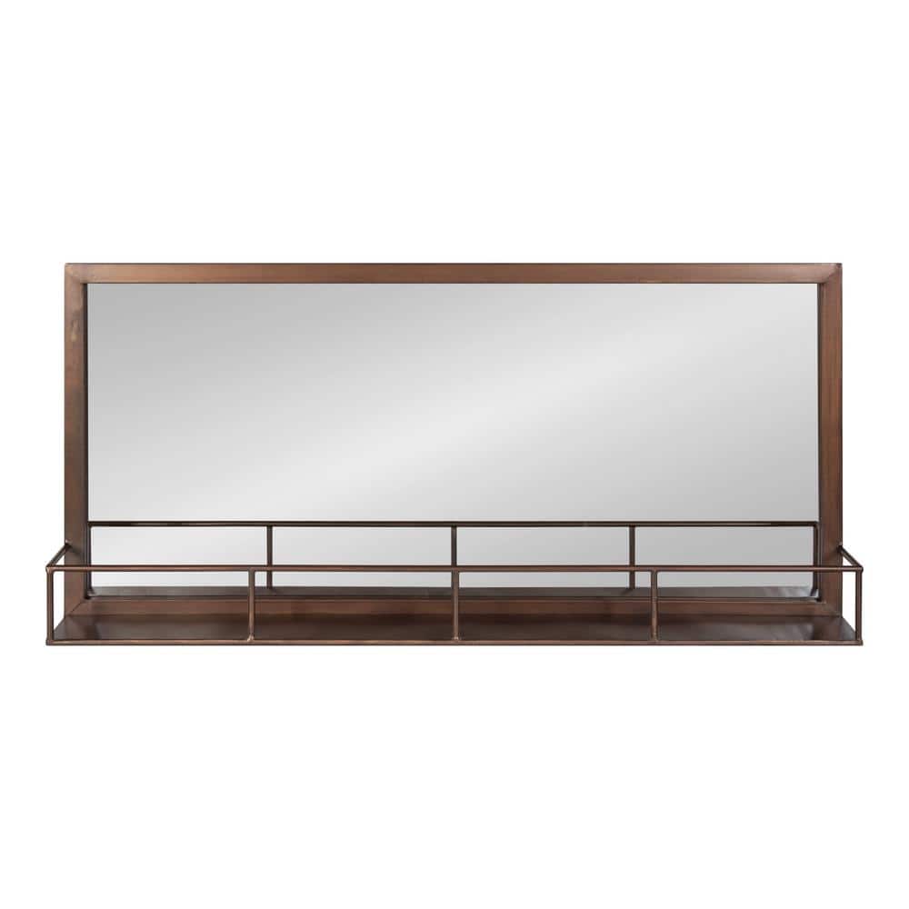 Sophisticated Bronze Rectangular Vanity Mirror with Shelf