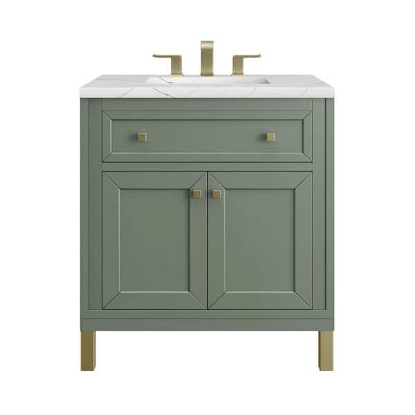 Chicago 30.0 in. W x 23.5 in. D x 33.76 in. H Single Bath Vanity in Smokey Celadon with Ethereal Noctis Quartz Top