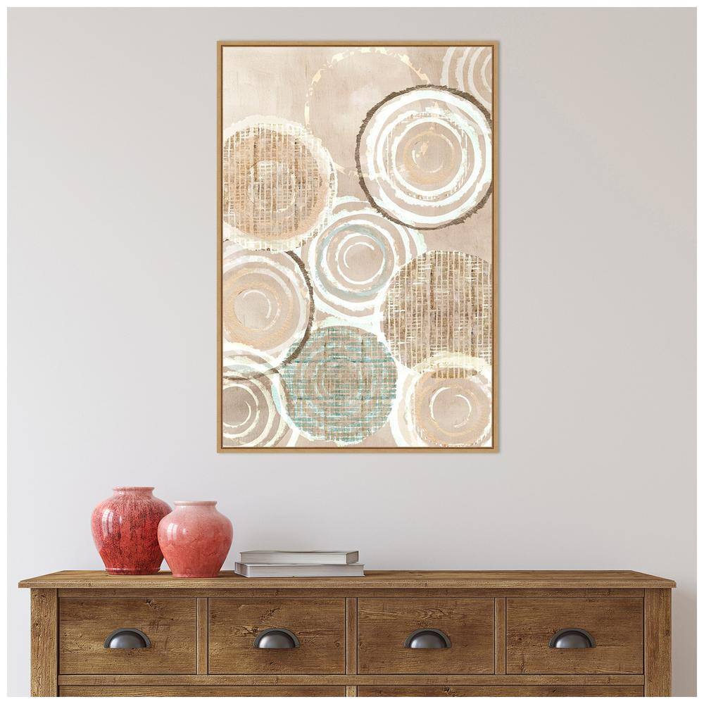 33" x 23" Beige and Gray Abstract Canvas Framed Wall Art