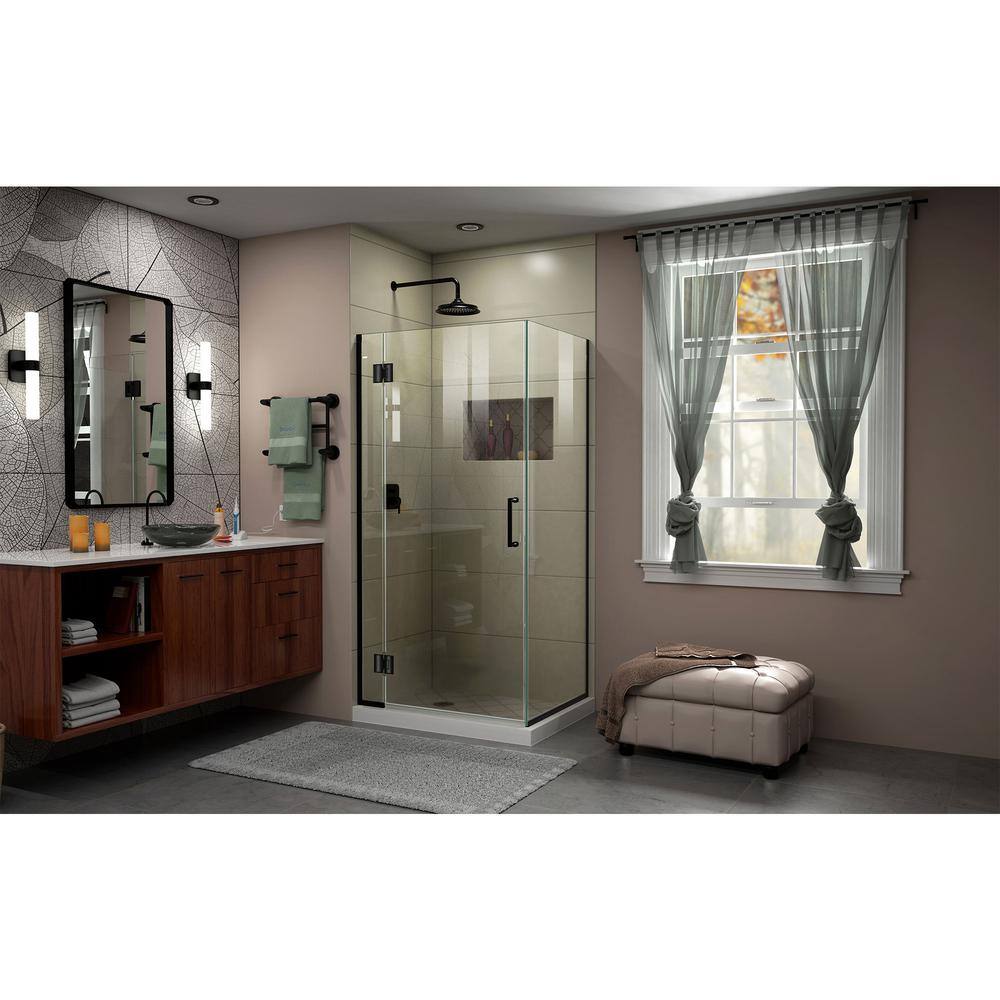 Unidoor-X 36" Black Frameless Hinged Shower Enclosure