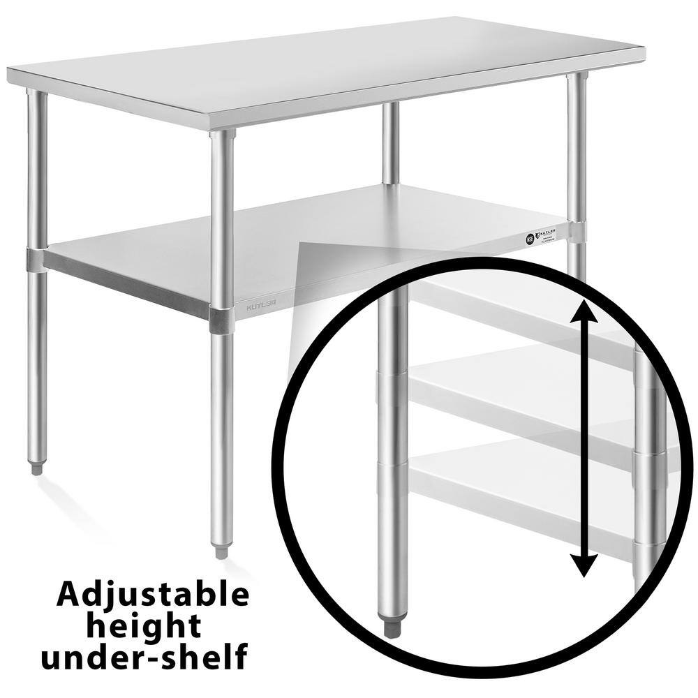 Heavy-Duty Stainless Steel Commercial Prep Table with Undershelf