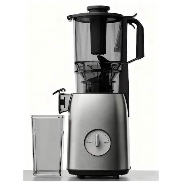 Cold Press Juicer, 5.4 in. Extra Wide Feed Chute Juice Machine w/300W, for Whole Fruits in Stainless Steel Silver