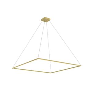 Piazza 60 in. 126-Watt 1-Light Brushed Gold Integrated LED Pendant-Light