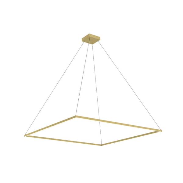 KUZCO Piazza 60 in. 126-Watt 1-Light Brushed Gold Integrated LED Pendant-Light