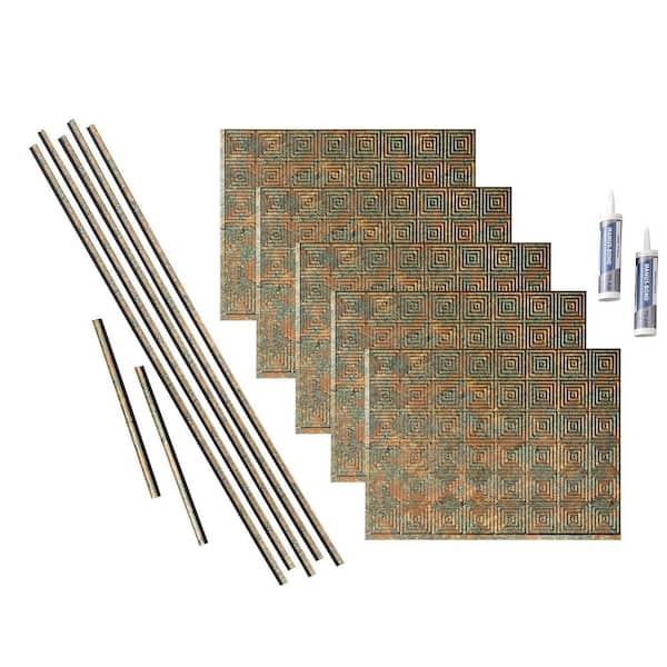 Fasade Miniquattro 18 in. x 24 in. Copper Fantasy Vinyl Decorative Wall Tile Backsplash 15 sq. ft. Kit