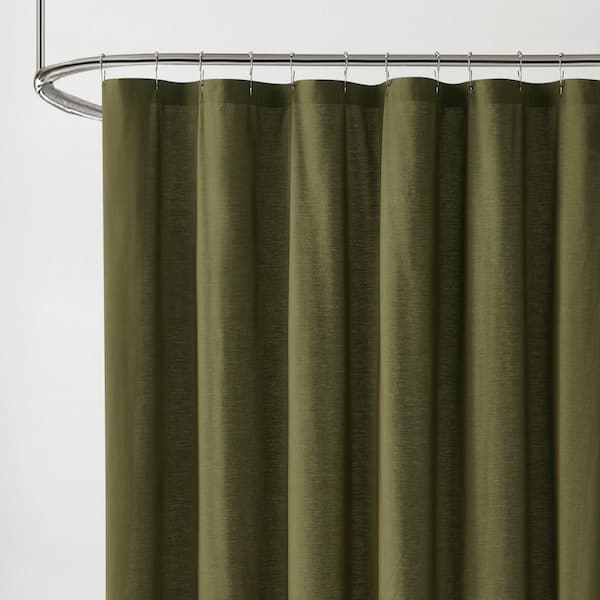 Brooklyn Loom Solid Cotton Percale Olive Green 72 in. W x 72 in. L Shower Curtain