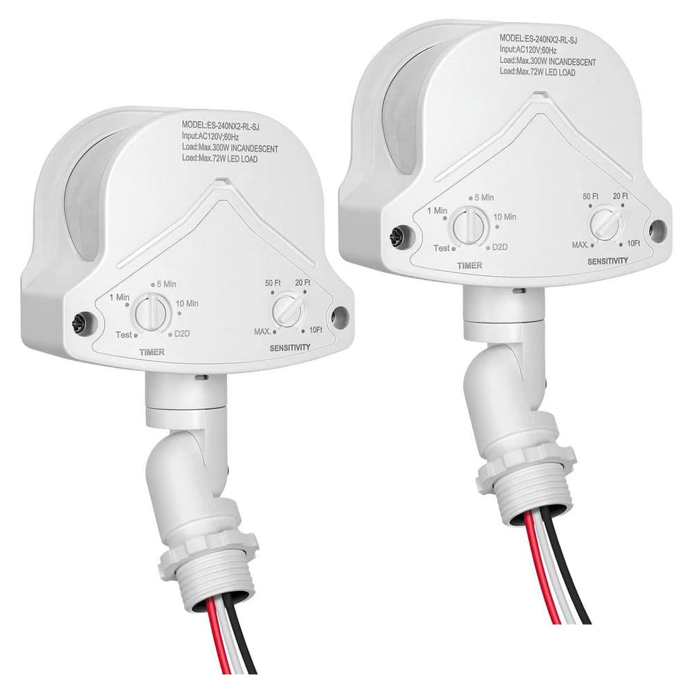 240° Motion Sensing Dusk to Dawn White Flood Light Replacement Sensor Adjustable Delay 3 Modes 2 Pack price history on PriceWatchPro