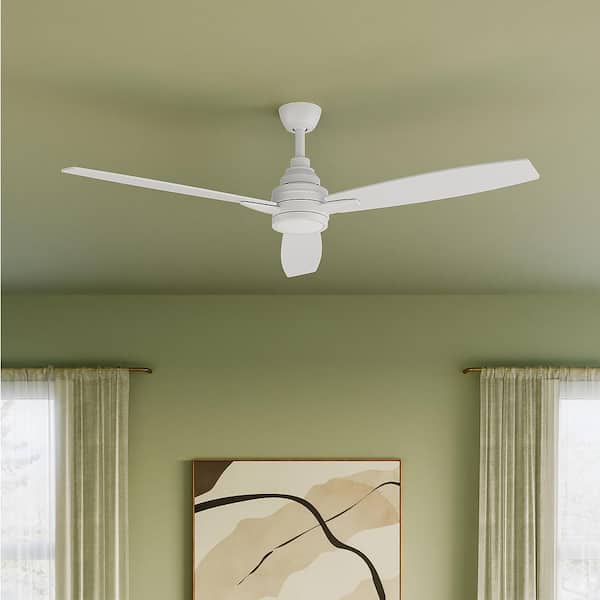 Gaze 60 in. Indoor Integrated LED Matte White Modern Downrod Mount Ceiling Fan with Remote for Living Room and Bedroom