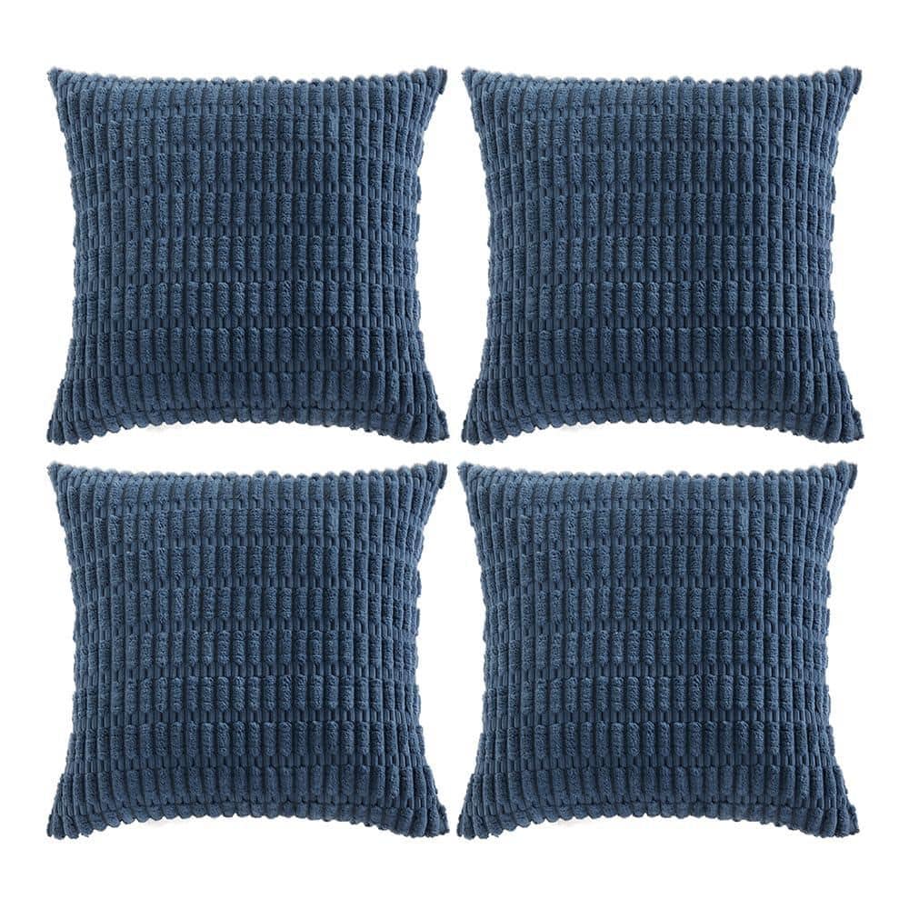 Dusty Blue Striped Bohemian Farmhouse Throw Pillow Covers, 18x18 Inch, Set of 4, Corduroy Decorative Pillow Covers price history on PriceWatchPro