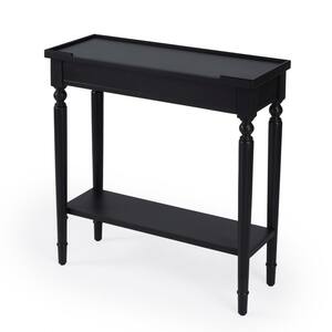 Aubrey 29 in. x 30.5 in. H x 29 in. W x 11 in. D Black Rectangle Wood Console Table