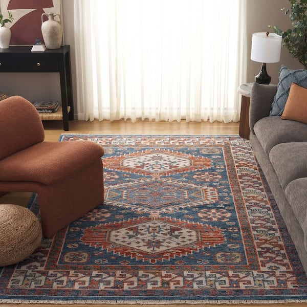 Samarkand 6 ft. x 9 ft. Blue/Beige Tribal Area Rug