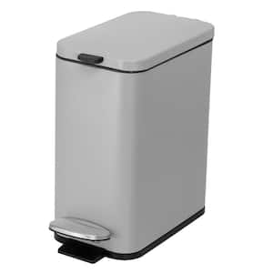 Slim Rectangular 5 L/1.3 Gal. Pedal Trash Bin with Soft Close Lid in Matte Gray