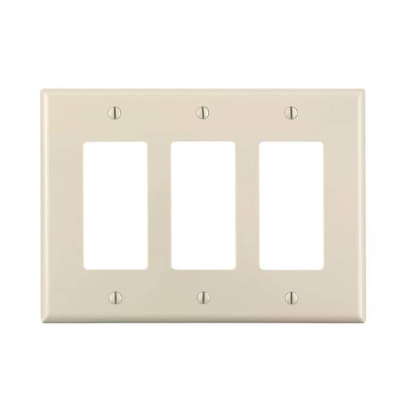 Three-3-Gang Mid-Size Decorator Decora Rocker Light Switch Wall Plate White 